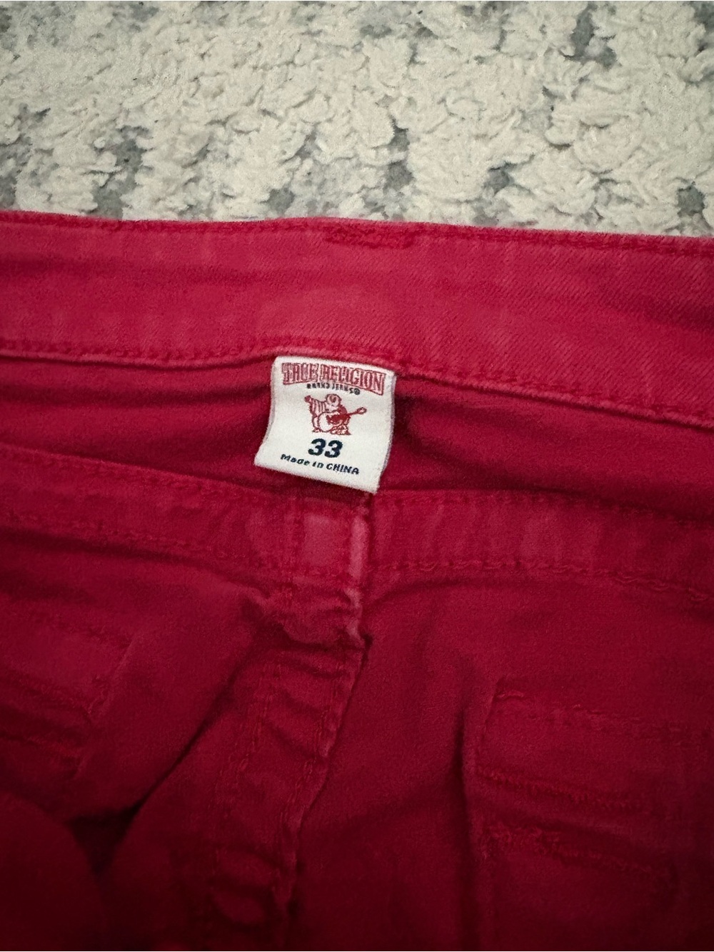 True religion red super skinny straight jeans denim pants size 33 - Picture 4 of 7